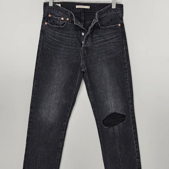 LEVI"S WEDGIE STRAIGHT DISTRESSED JEANS WOMEN'S SIZE 27 - Picture 4 of 8